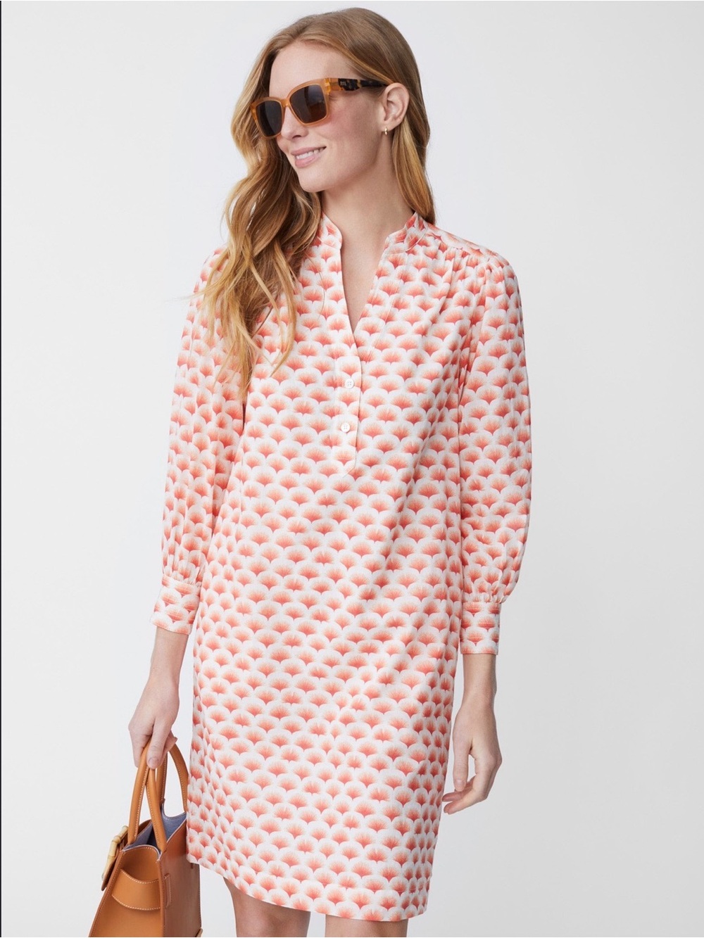 J. McLaughlin Coral-Print Women’s Long-Sleeve dress M